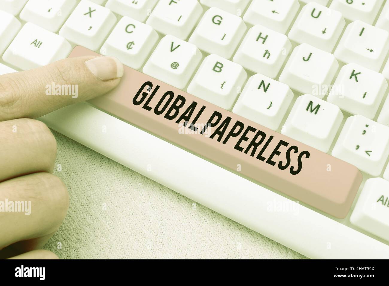 Paperless Text Text caption presenting Global Paperless. Word Written on going for ...
