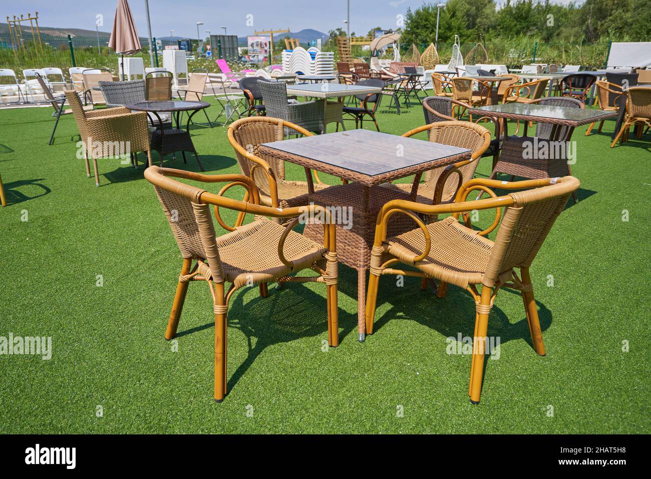Sale of outdoor furniture in a warehouse outside Stock Photo Alamy