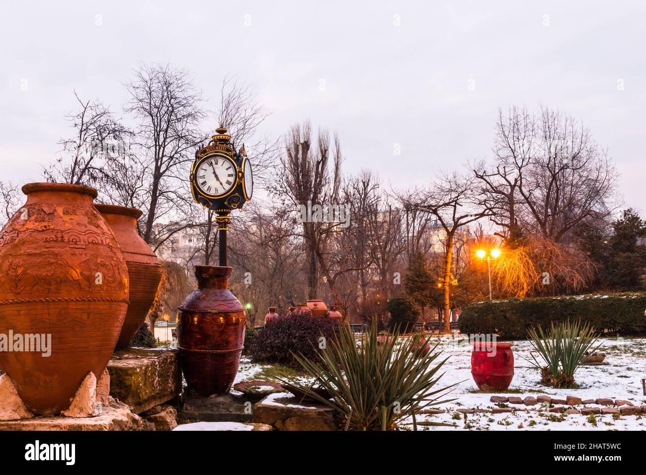 Winter scene in Bucharest Central Park. Cismigiu Gardens Bucharest ...