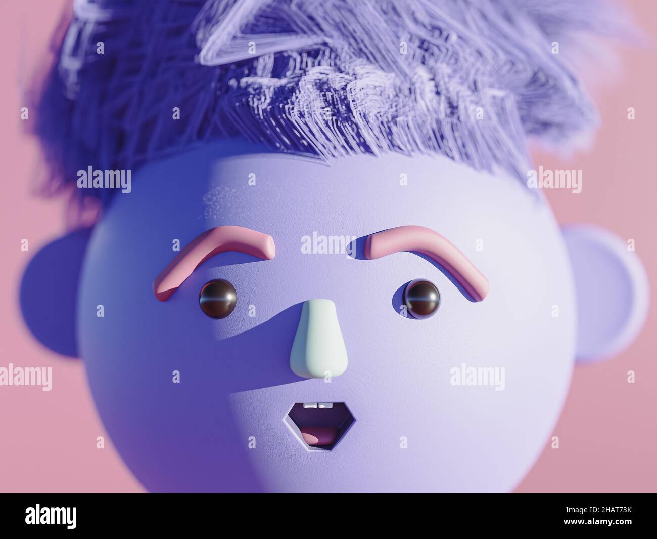 3d render of funny cute cartoon character with funny hair style. Socked or surprised face expression. very peri color of the 2022 year Stock Photo - Alamy 3d render of funny cute cartoon character with funny hair style. Socked or surprised face expression. very peri color of the 2022 year Stock Photo - Alamy