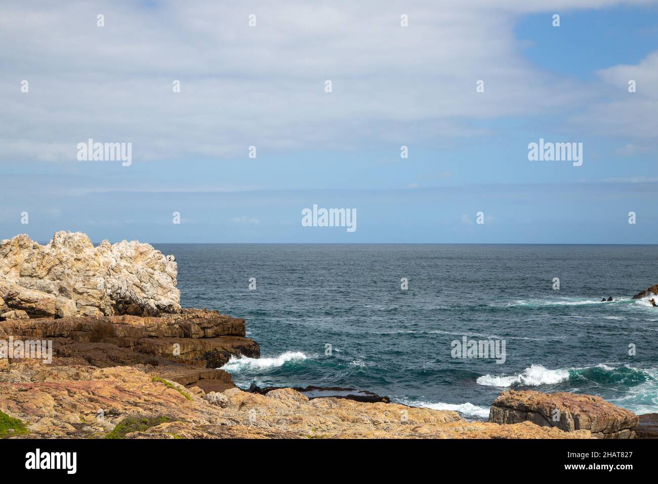 Look in the Walker Bay from the Gearing Point in Hermanus, Western Cape of South Africa Stock Photo