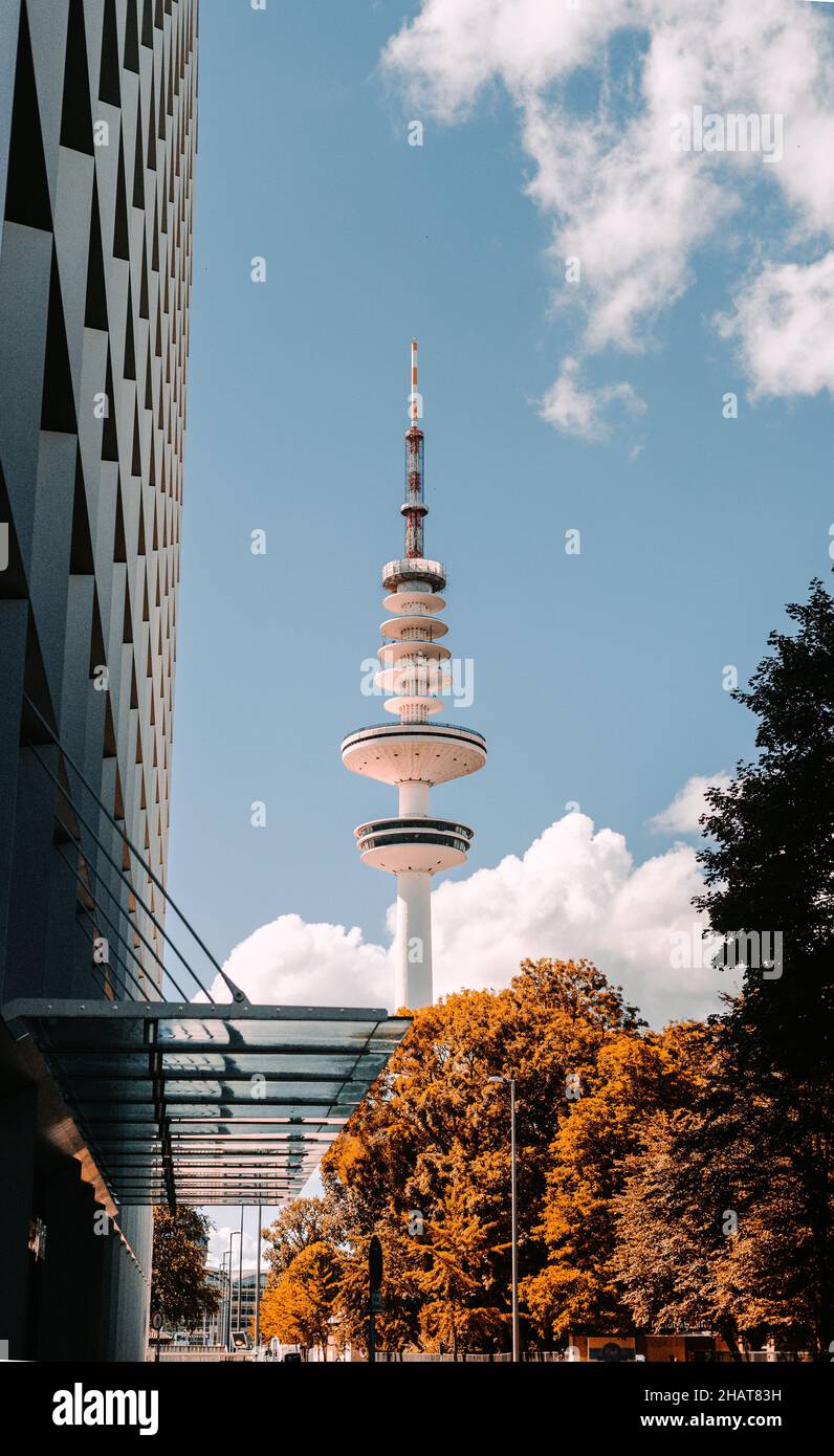 Beautiful shot of Heinrich Hertz Tower in Germany during autumn Stock