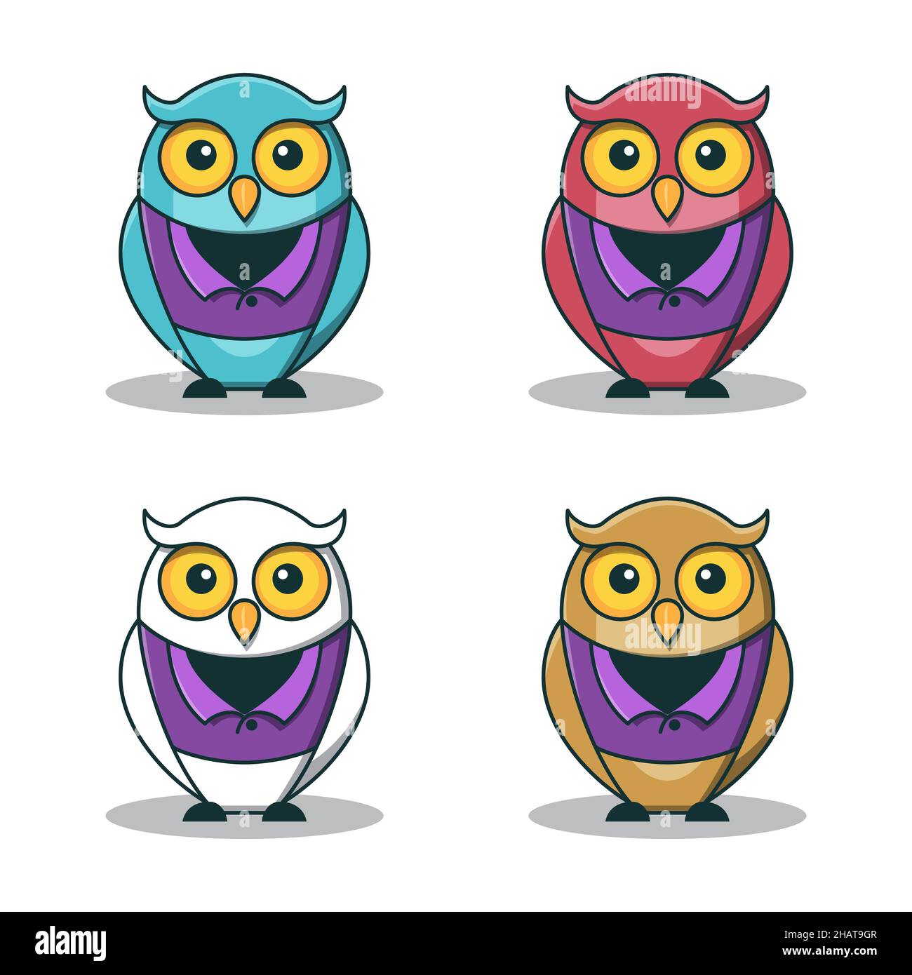 Wise Wisdom Owl Bird Teacher Education Character Cartoon Isolated Stock Vector