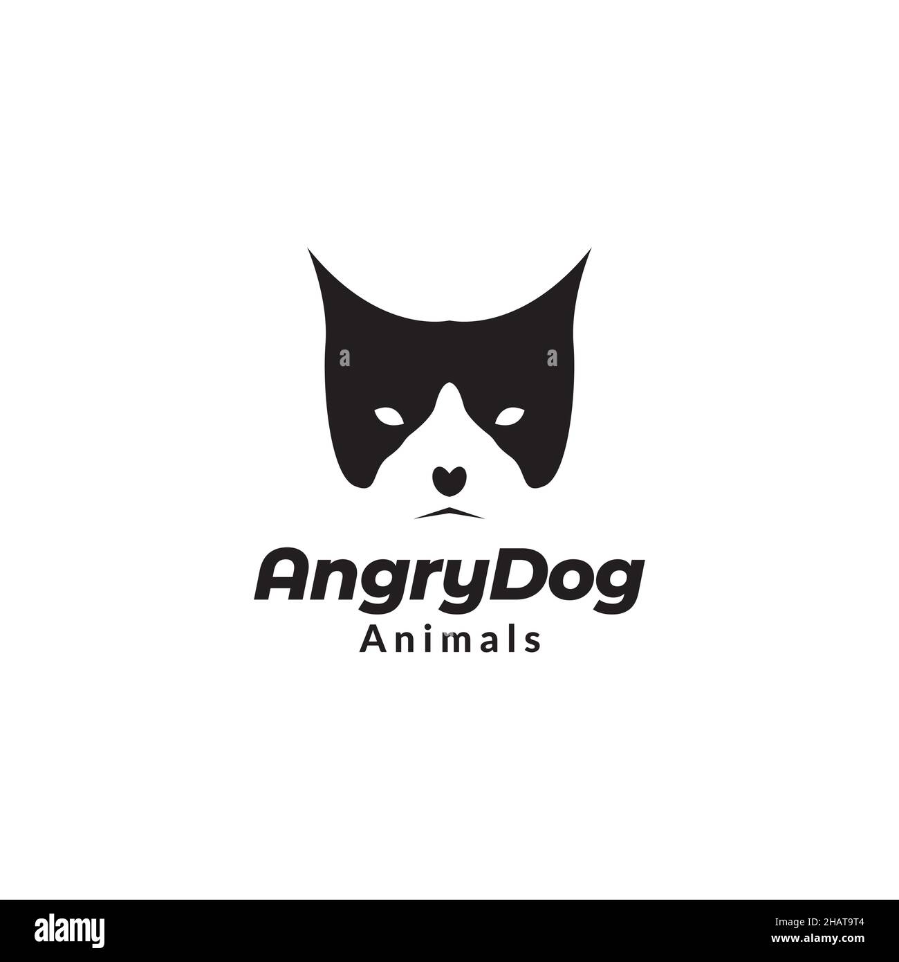 black white face dog angry logo symbol icon vector graphic design illustration idea creative Stock Vector