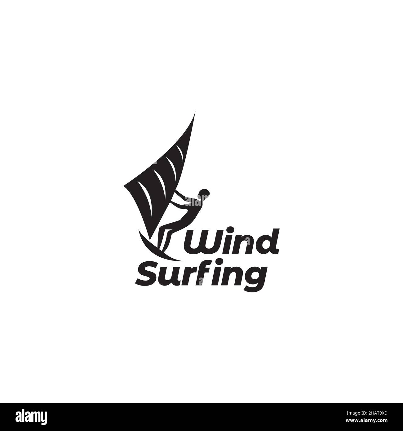 silhouette man wind surfing logo symbol icon vector graphic design illustration idea creative Stock Vector