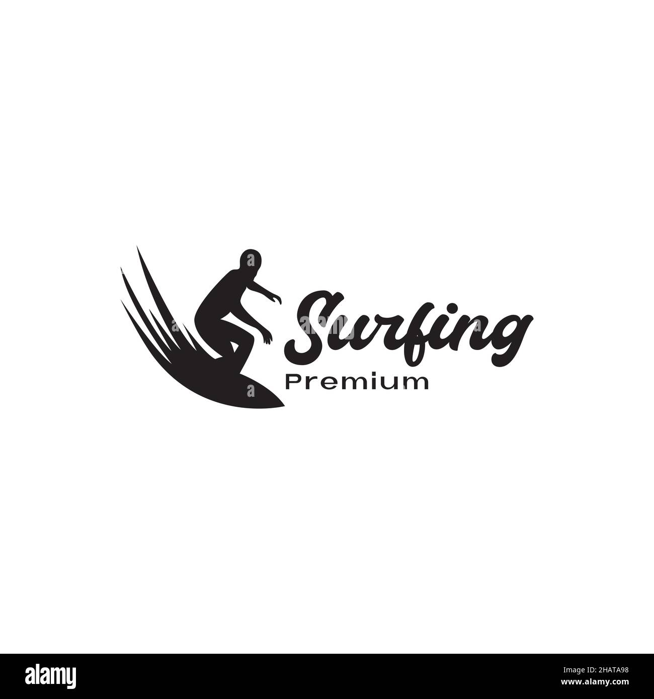 silhouette man surfing sea logo symbol icon vector graphic design ...