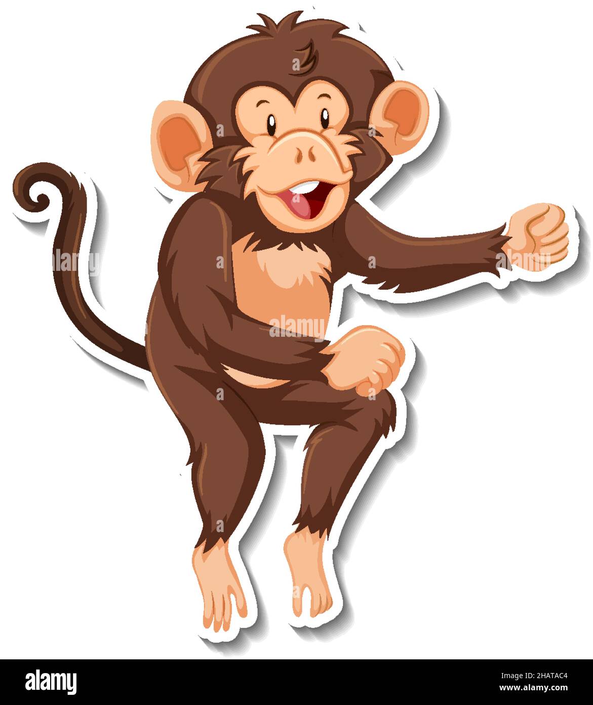 Monkey dancing animal cartoon sticker illustration Stock Vector Image