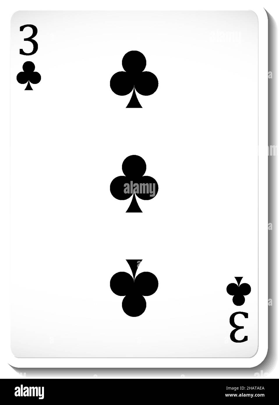 Three of Clubs Playing Card Isolated illustration Stock Vector Image