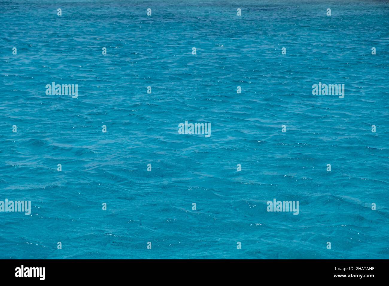 Sea water background, small ripples texture. Ocean surface blue color, clean environment abstract backdrop, summer vacation empty template Stock Photo