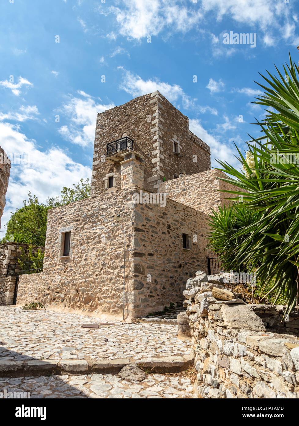 Greece Vatheia village. Old abandoned tower houses in Vathia Mani