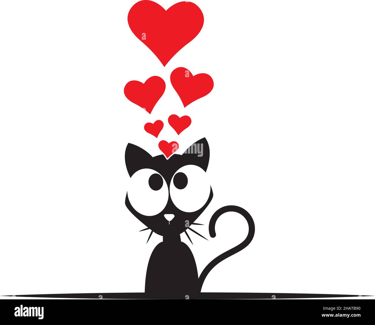 Cat silhouette in love, vector. Cute cartoon character isolated on white  background. Cute kitty cat illustration with red hearts. Childish wall  decals Stock Vector Image & Art - Alamy