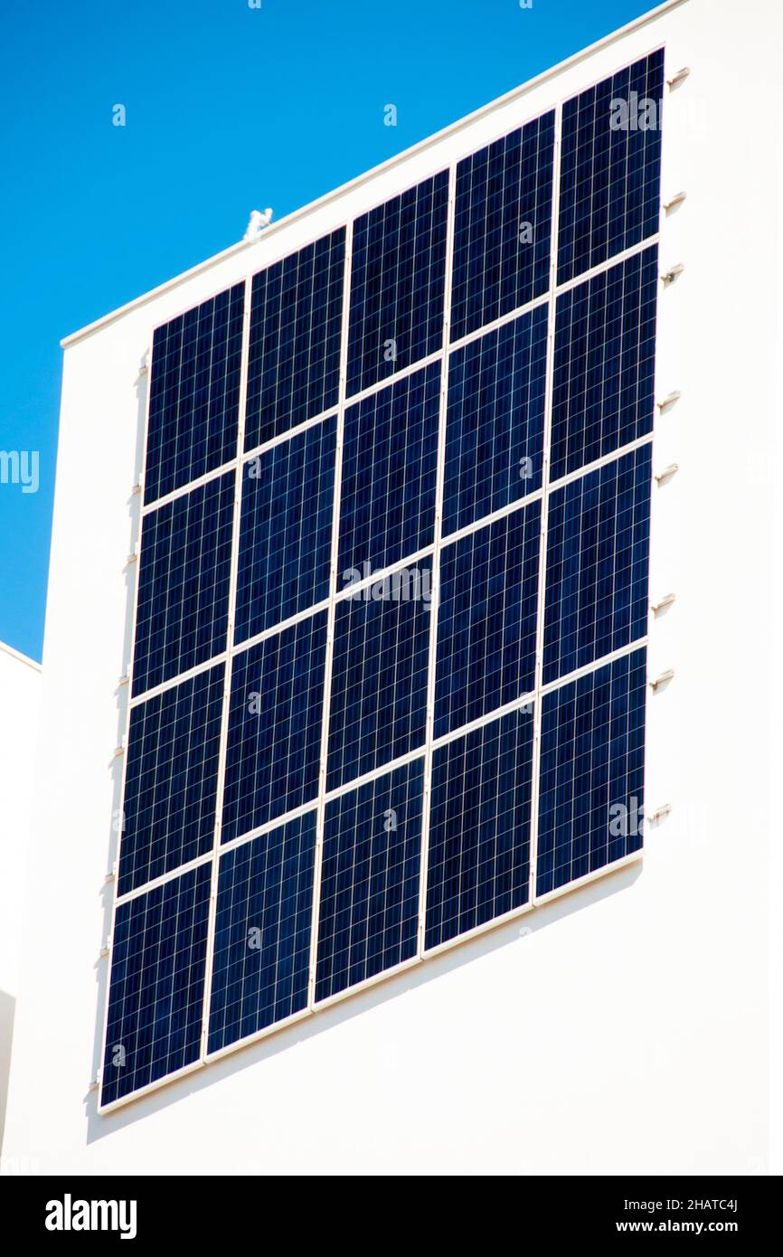 Residential Solar Panels on Apartment Building Stock Photo