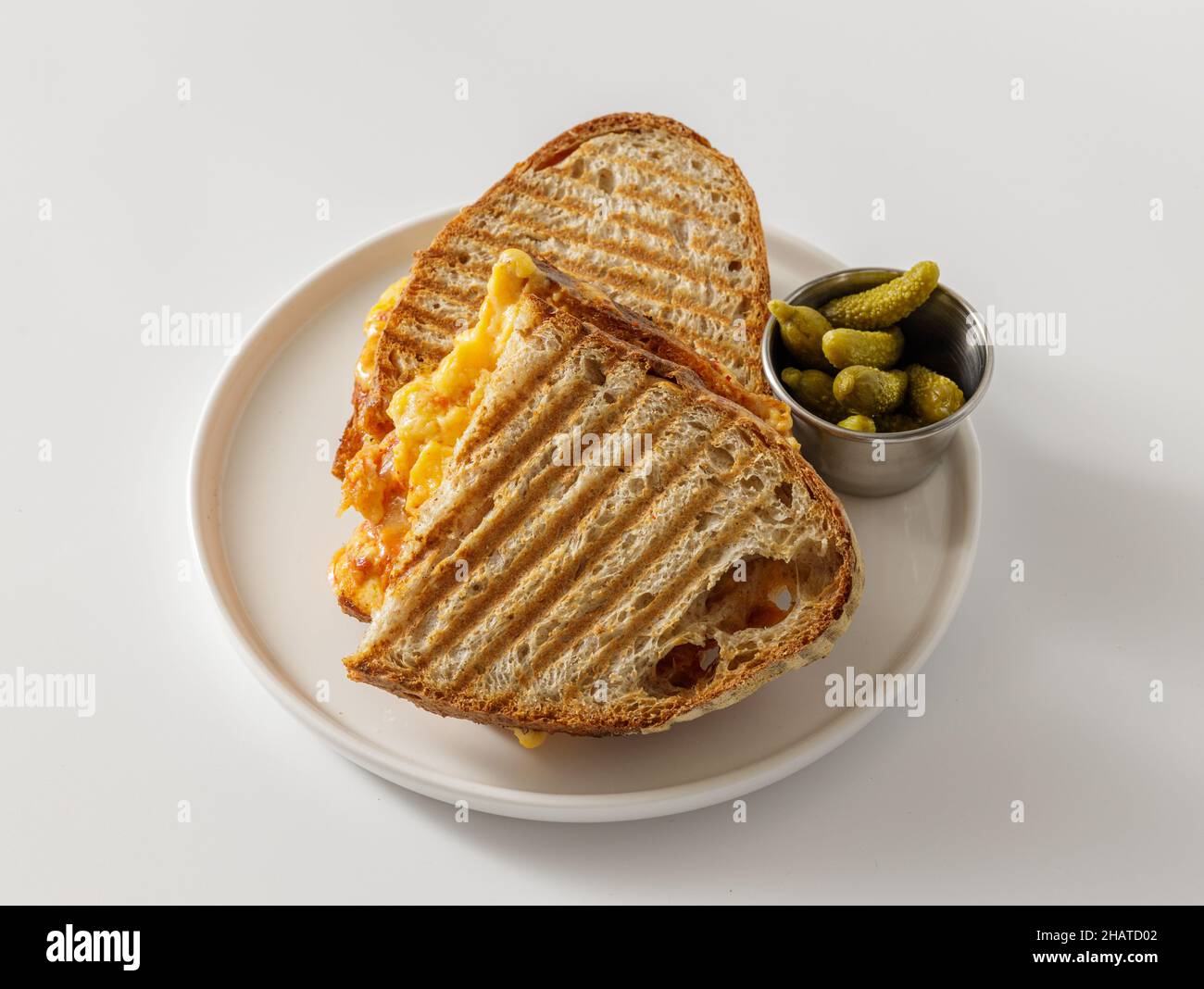 Hot toast with melting cheese in slice Stock Photo Alamy