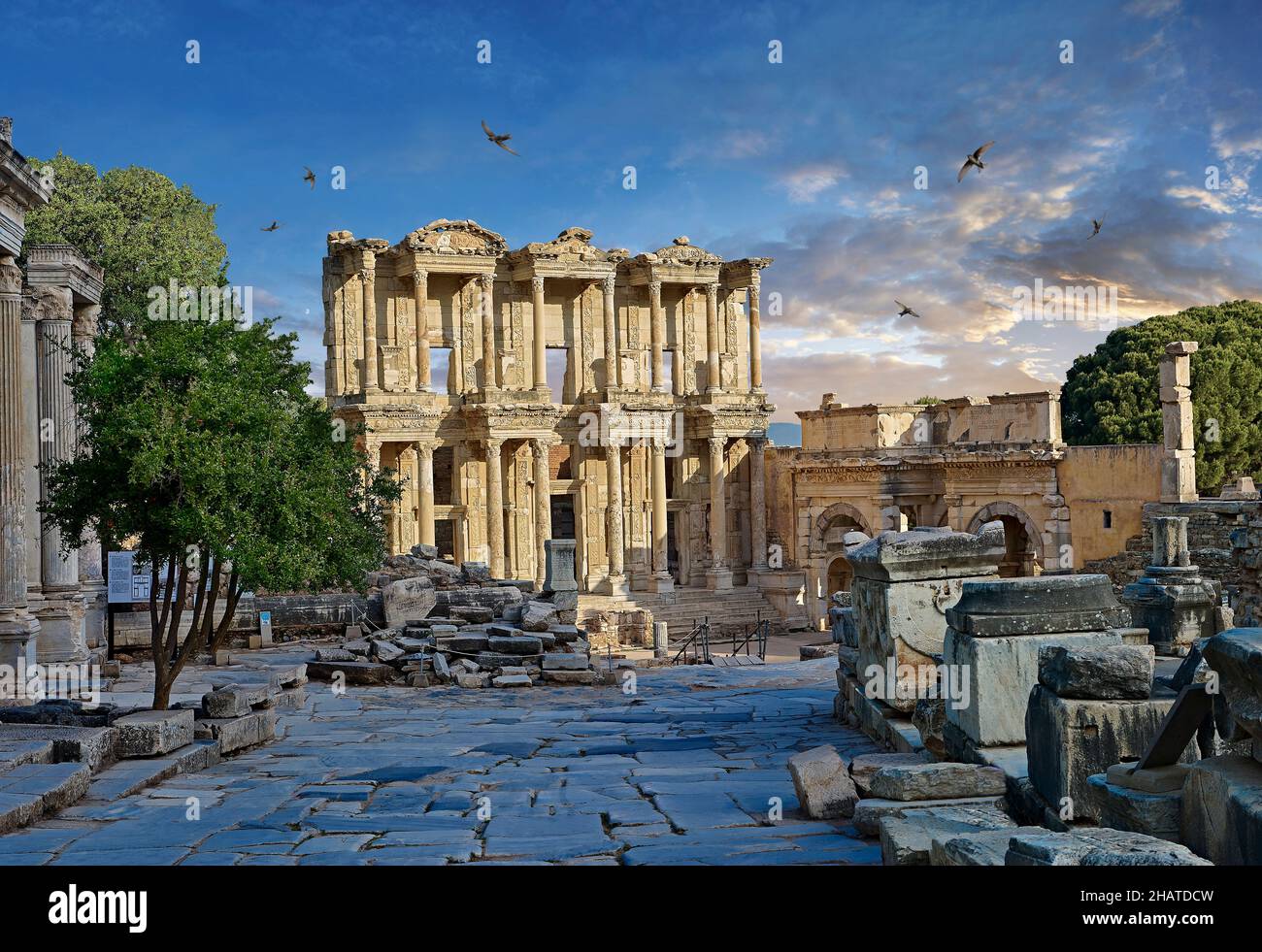 The ancient Library of Celsus , a Roman building ruins in Ephesus ...