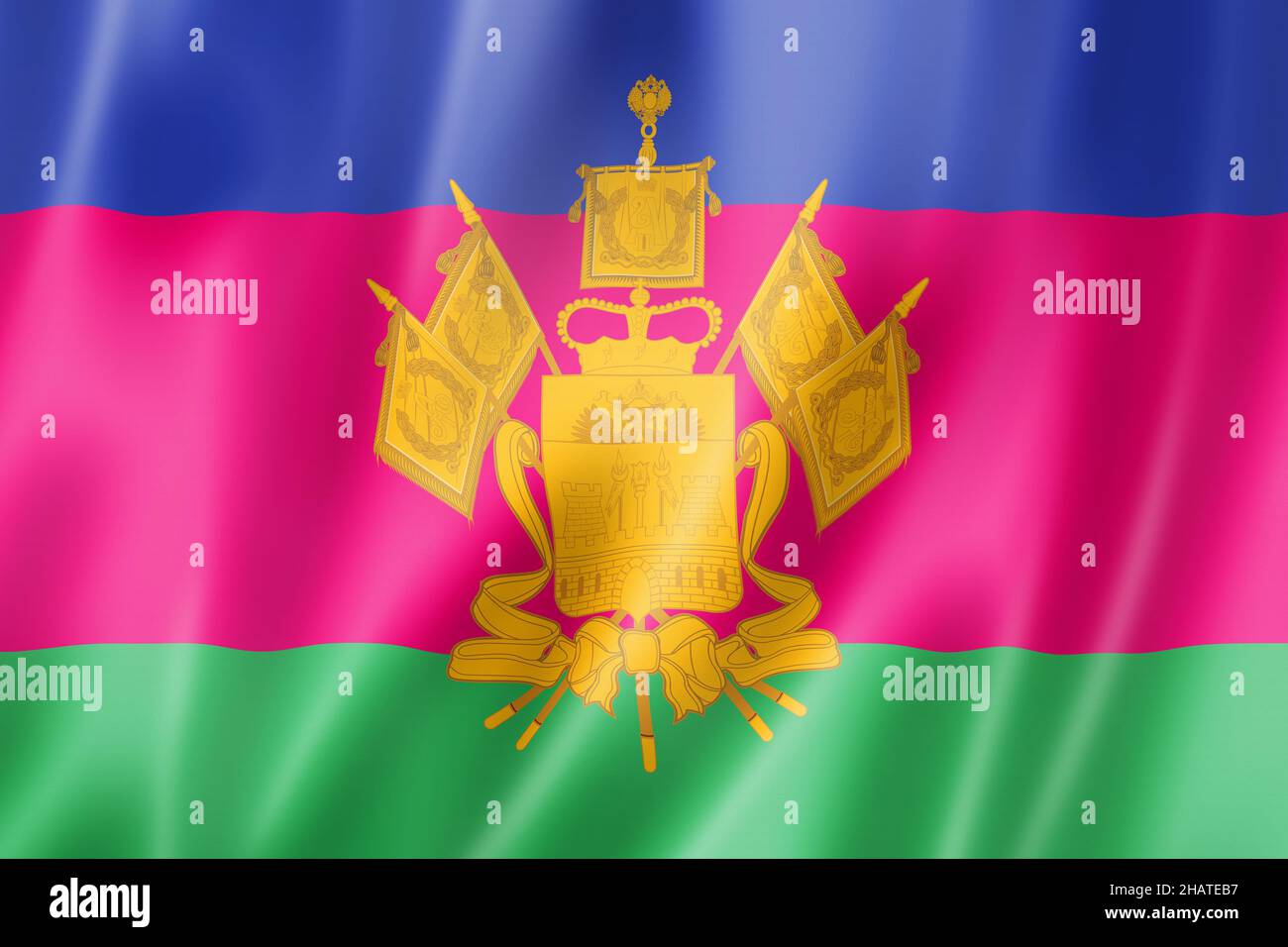Krasnodar state - Krai -  flag, Russia waving banner collection. 3D illustration Stock Photo