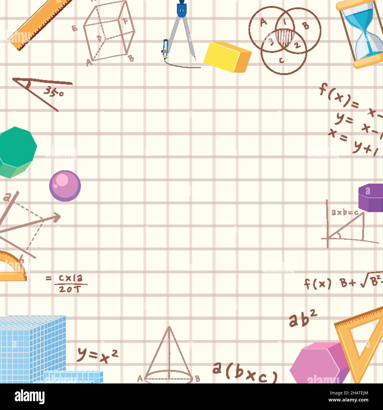 Blank math template with math tools and elements illustration Stock ...