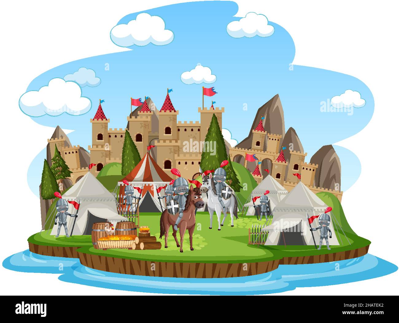 Military medieval camp on white background illustration Stock Vector ...
