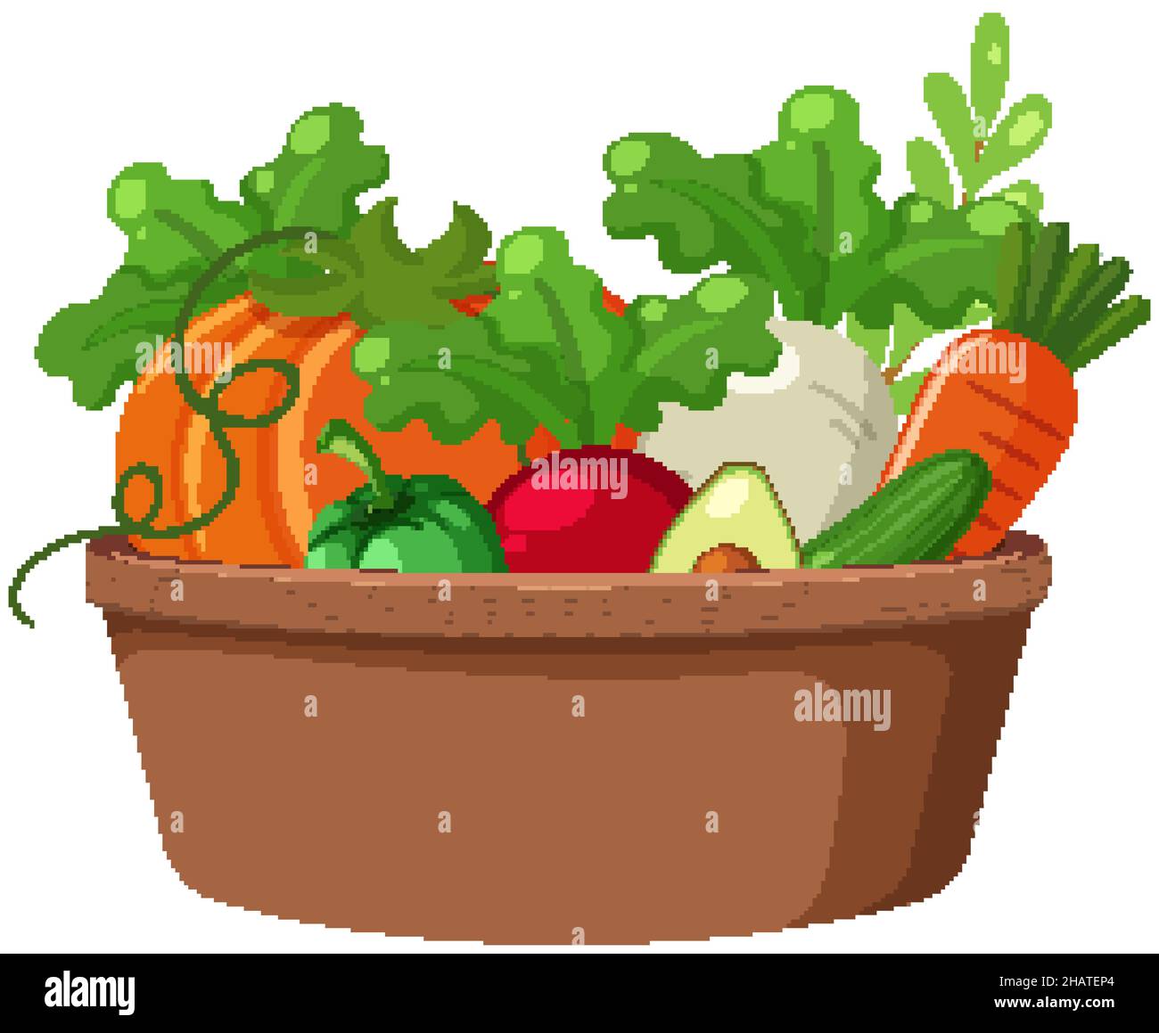 Vegetables in a basket on white background illustration Stock Vector ...