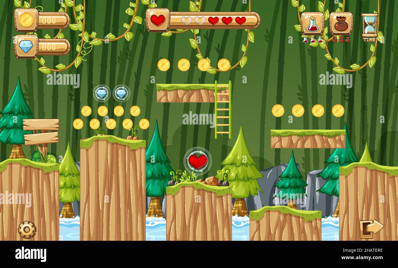 A Game Template Jungle Scene illustration Stock Vector Image & Art - Alamy