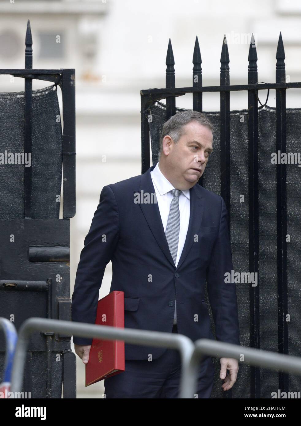 Nigel Adams MP (Con: Selby and Ainsty) Minister of State (Minister without Portfolio) entering Downing Street, 14th December 2021 Stock Photo
