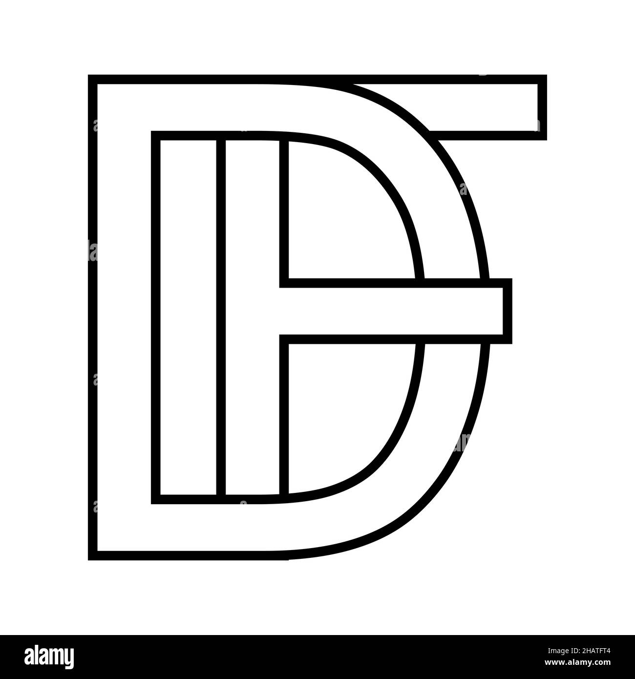 Logo sign df fd, icon sign interlaced, letters d f Stock Vector