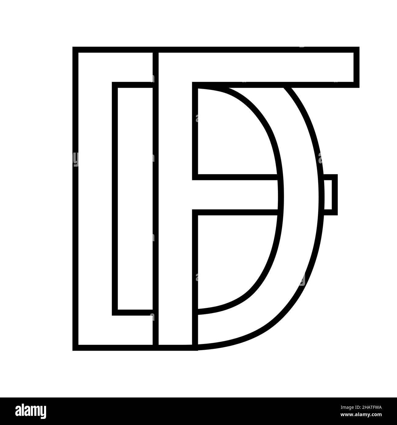 Logo sign df fd icon sign interlaced, letters d f Stock Vector