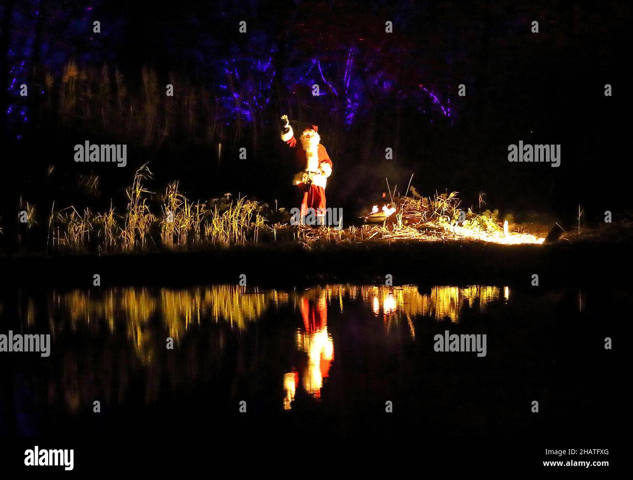 Peterborough, UK. 13th Dec, 2021. Santa takes a break from his
