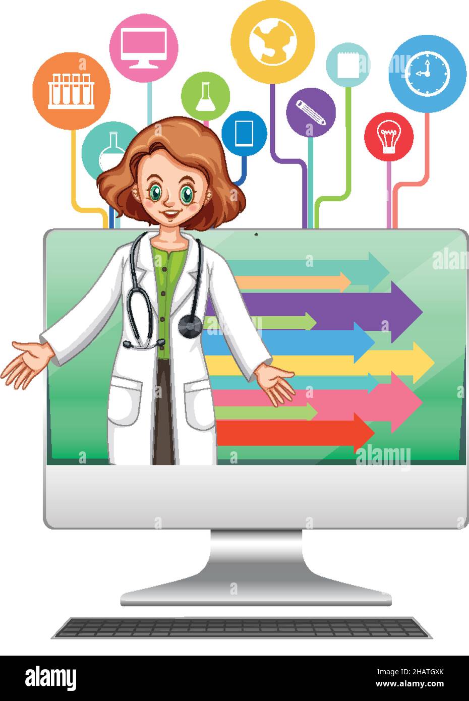 Computer with scientist kid cartoon illustration Stock Vector Image ...