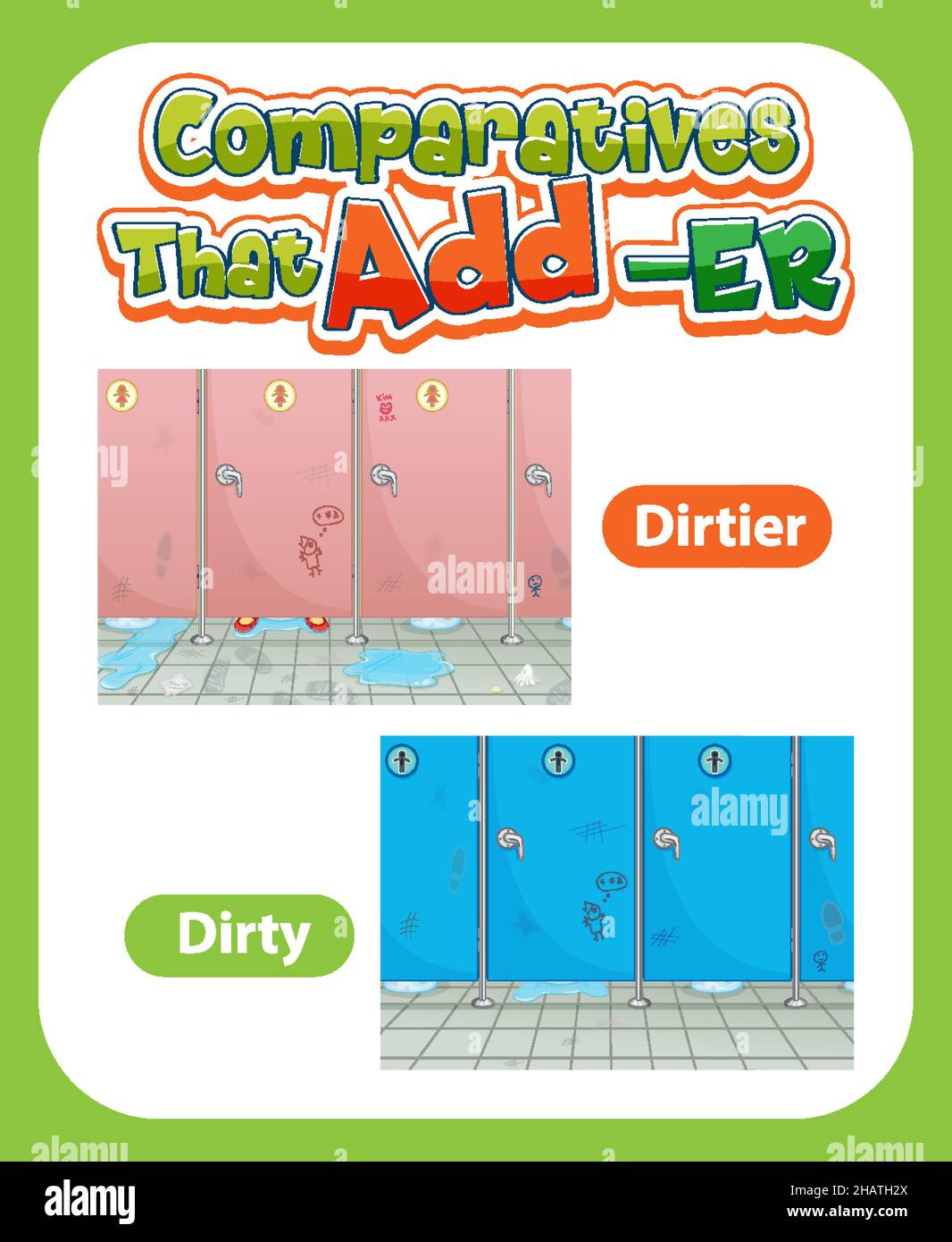 Comparative adjectives for word dirty illustration Stock Vector Image