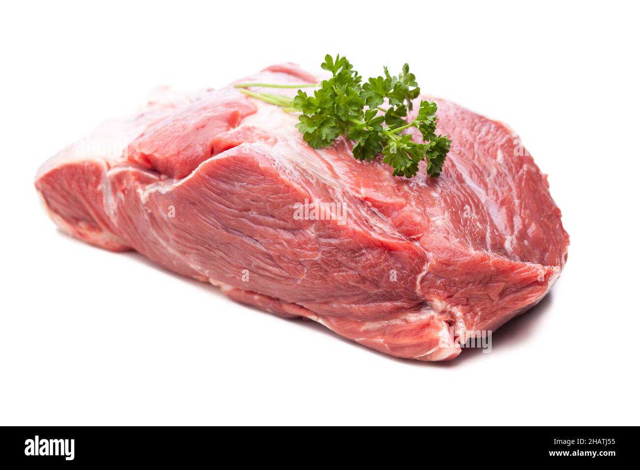steak, steak meat, raw, beef steak, fresh, bloody, basil, thick, meat, beef, one, roast, background, isolated, good, nutrition, parsley, pink, red, wh Stock Photo