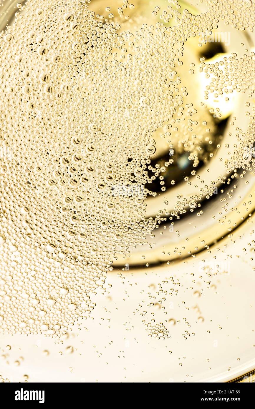 sparkling wine, champagne, bubbles, detail, ascend, bubbling, sparkling, details, New Year, on, top, champagne glass, reflection, white, year, Sylvest Stock Photo