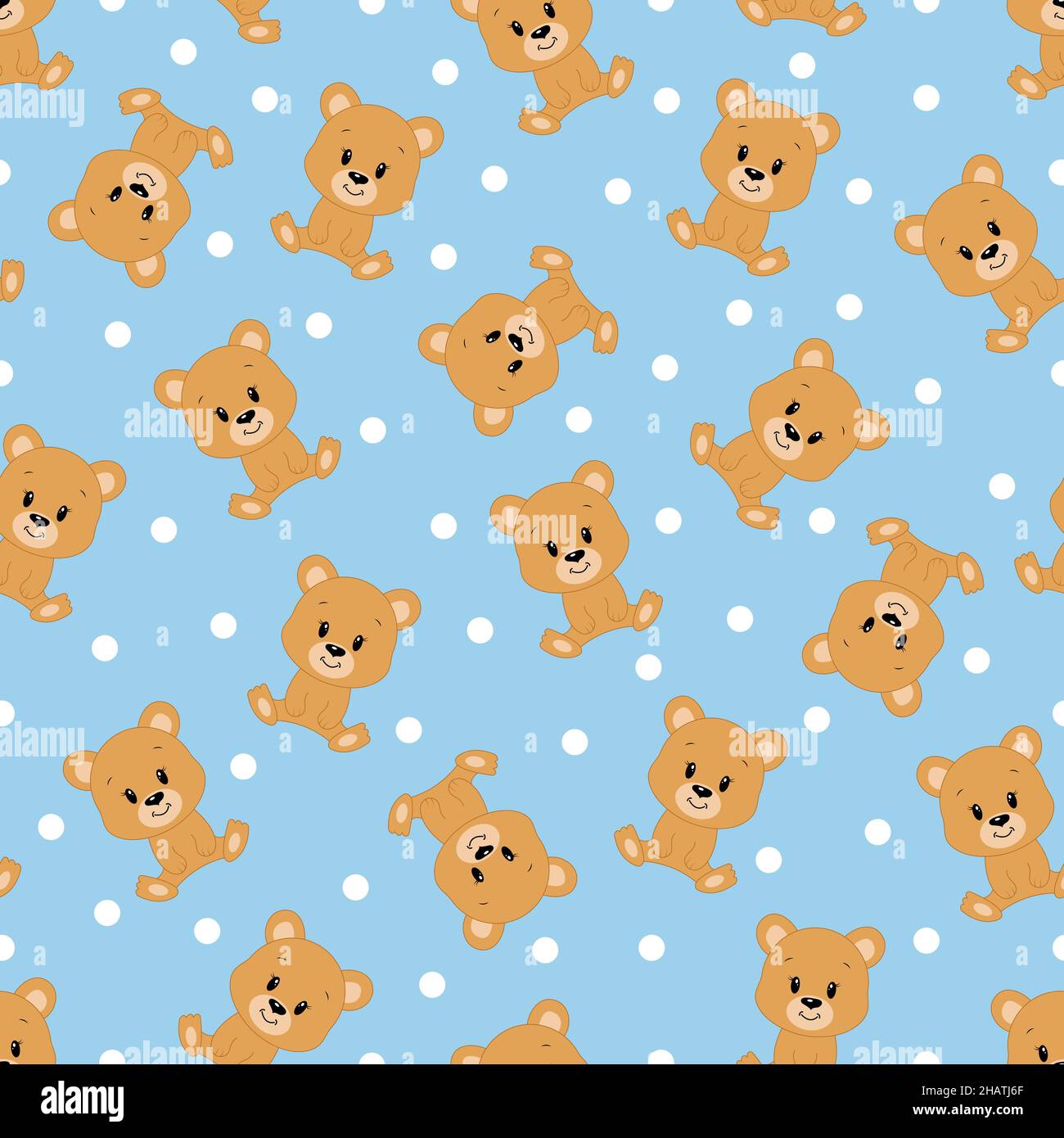 Cute cartoon bear. Vector illustration. Seamless pattern Stock Vector ...