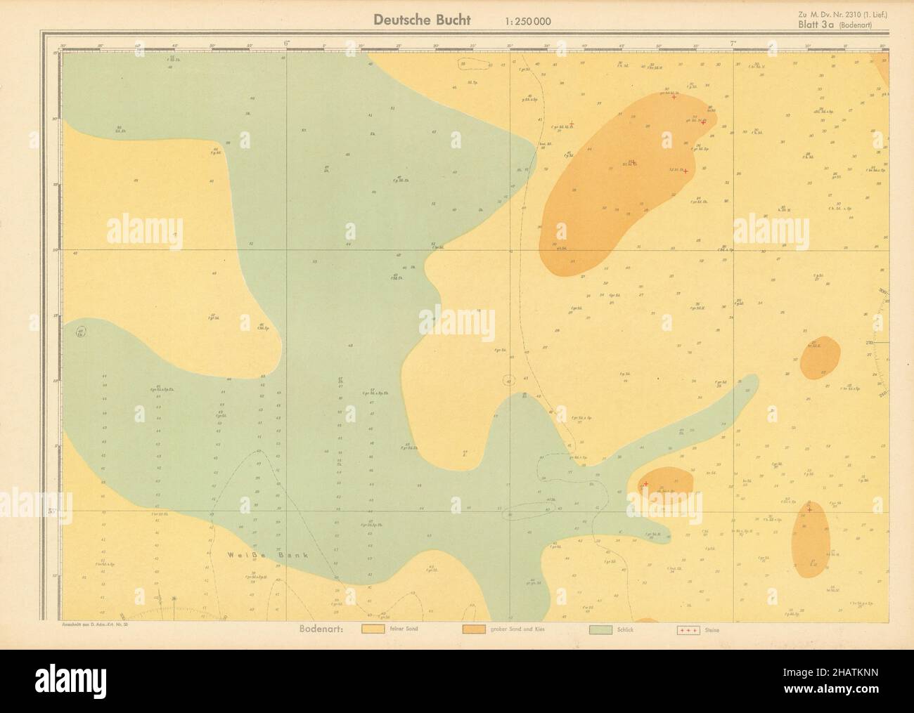 3a. German Bight north. North Sea. KRIEGSMARINE Nazi map 1940 old vintage Stock Photo