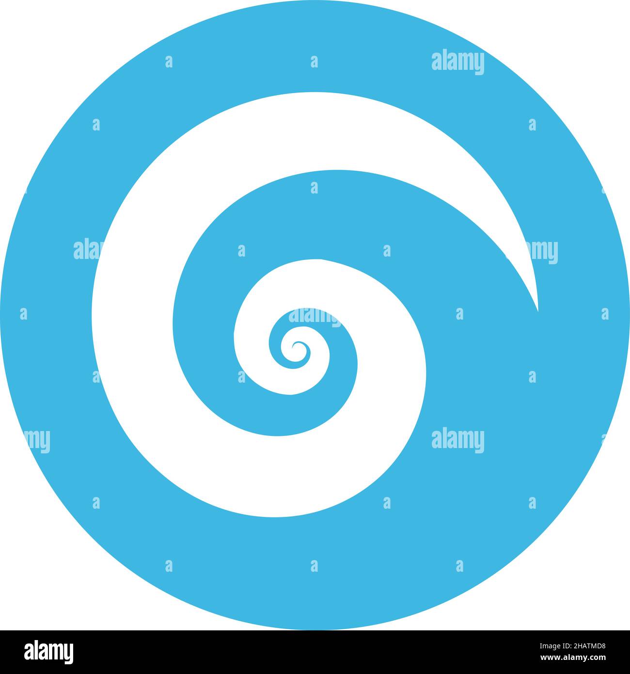Blue circle with swirl. Wave sign. Spiral motion Stock Vector