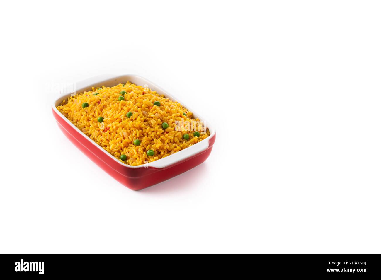 Traditional Mexican rice isolated on white background Stock Photo