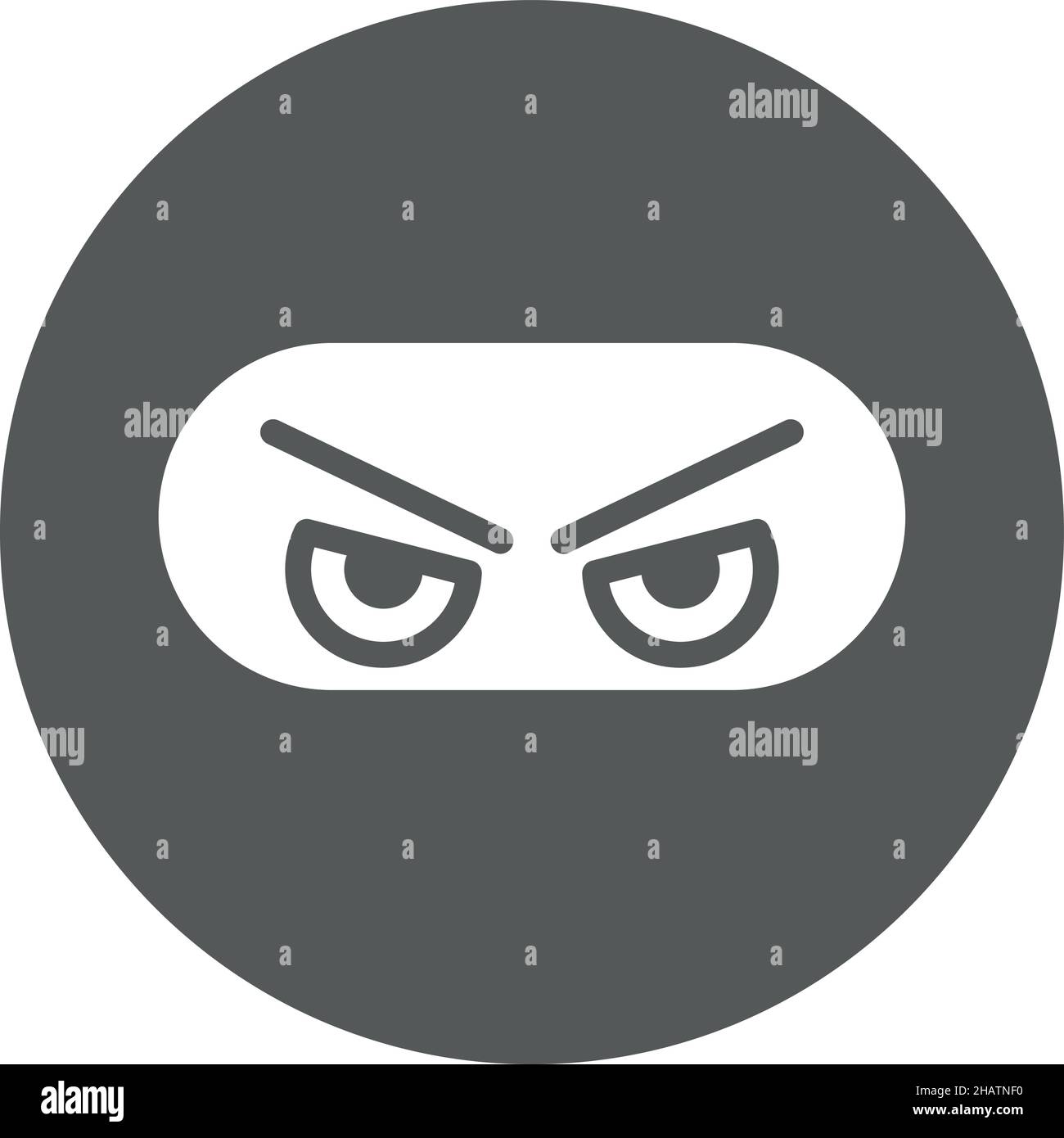 Ninja face icon. Eyes only expression. Assassin head covered in black