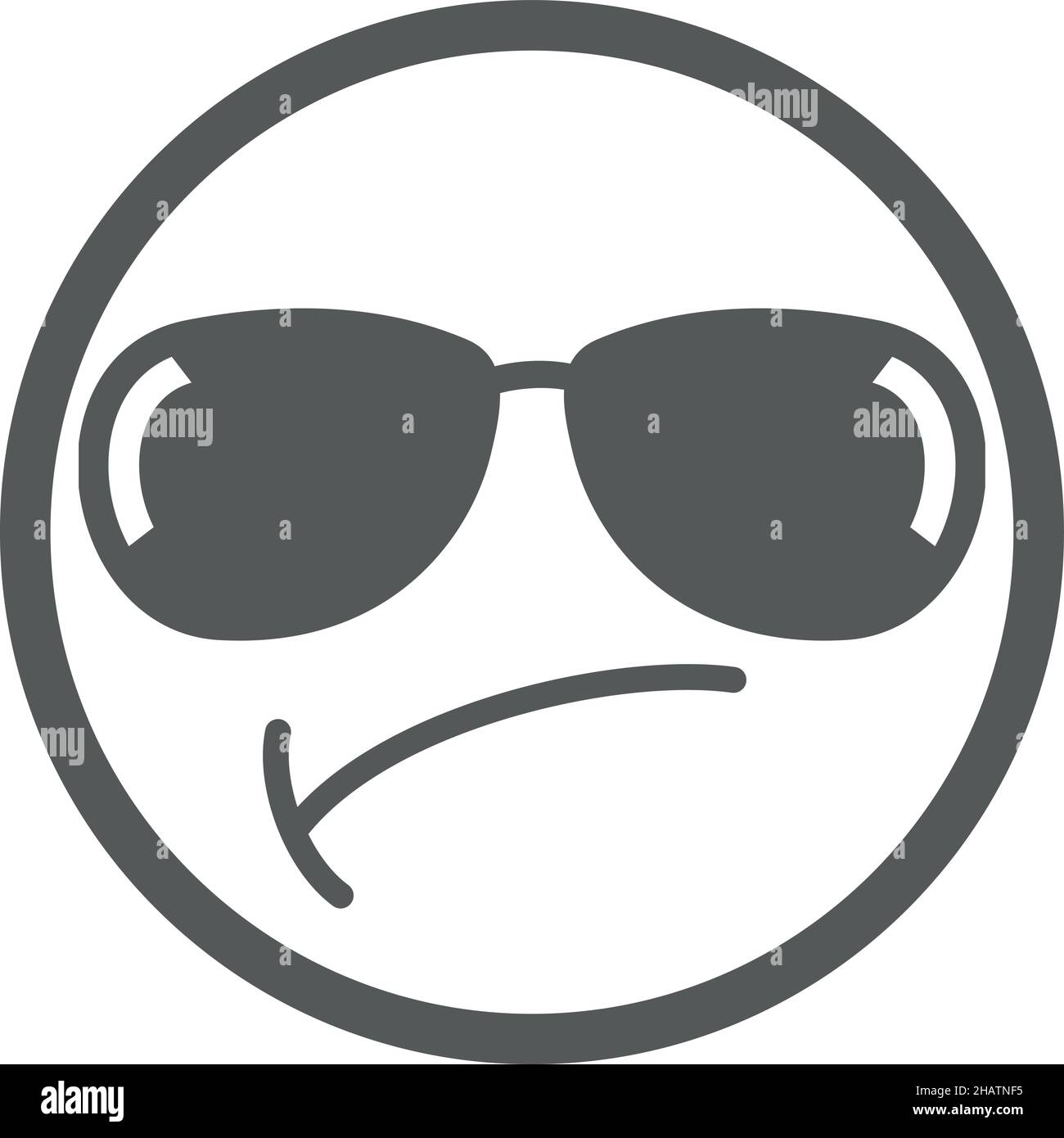Bossy emoticon. Arrogant and imperious face in sunglasses Stock Vector