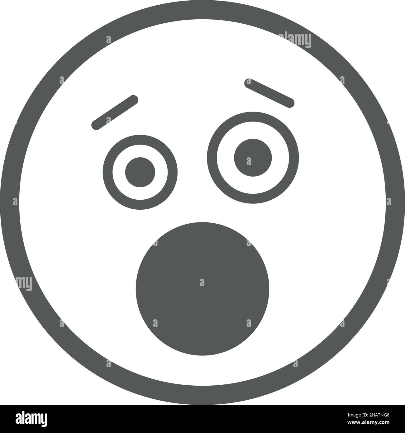Astonished emoji. Shock face icon in simple line style Stock Vector
