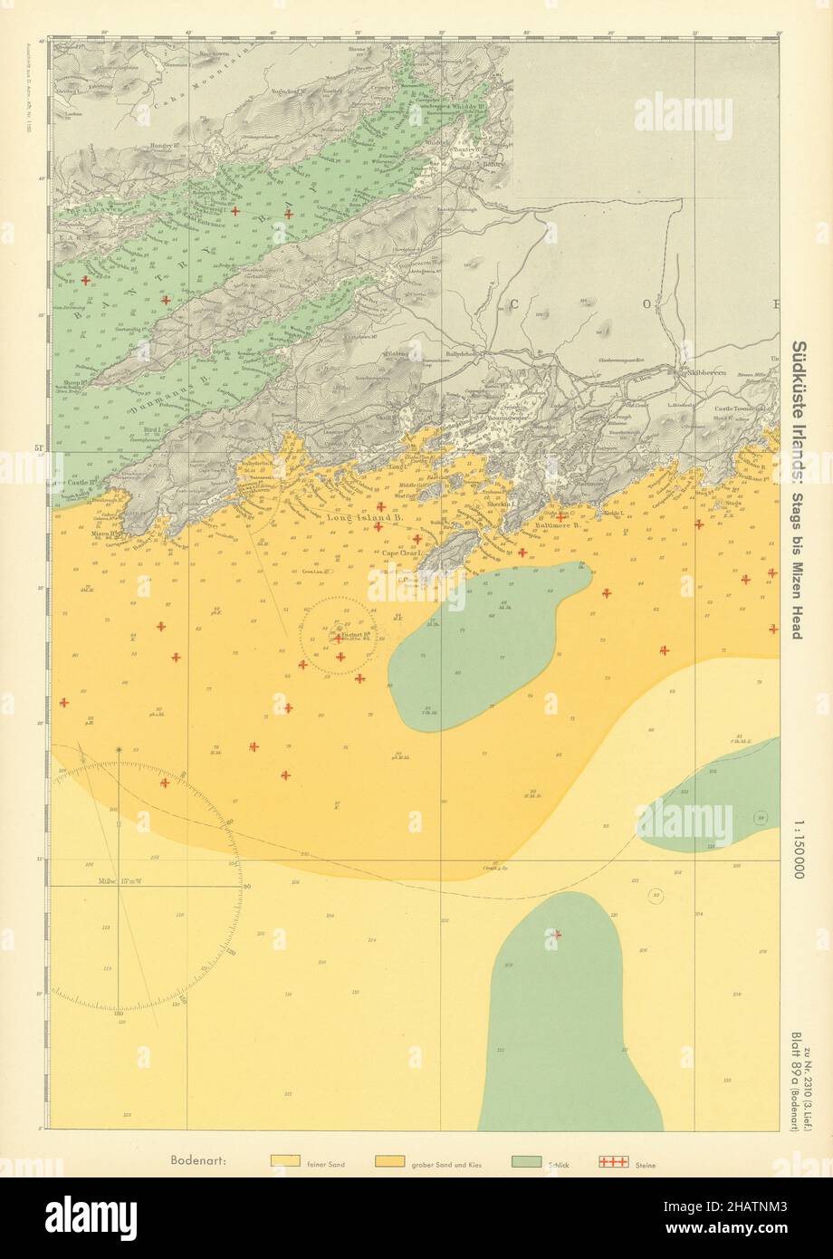 89a. Ireland coast County Cork Bantry Bay. Fastnet. KRIEGSMARINE Nazi map 1940 Stock Photo
