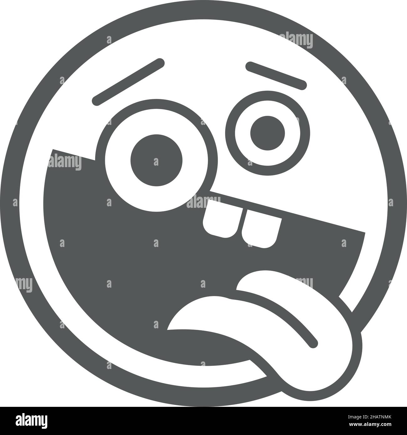 Zany emoji. Silly face with crazy eyes and tongue out Stock Vector