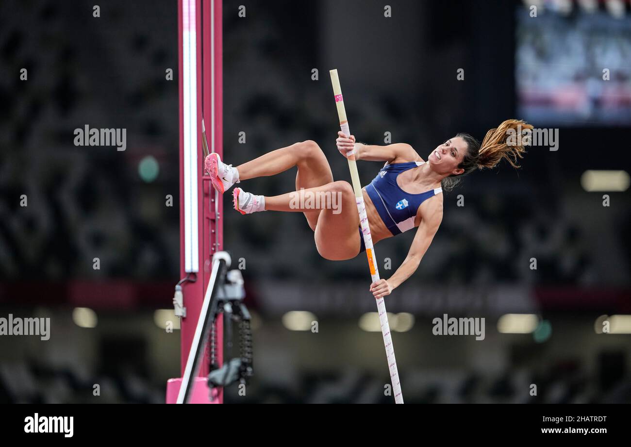 Katerina Stefanidi participating in the Tokyo 2020 Olympics in the pole vault discipline Stock