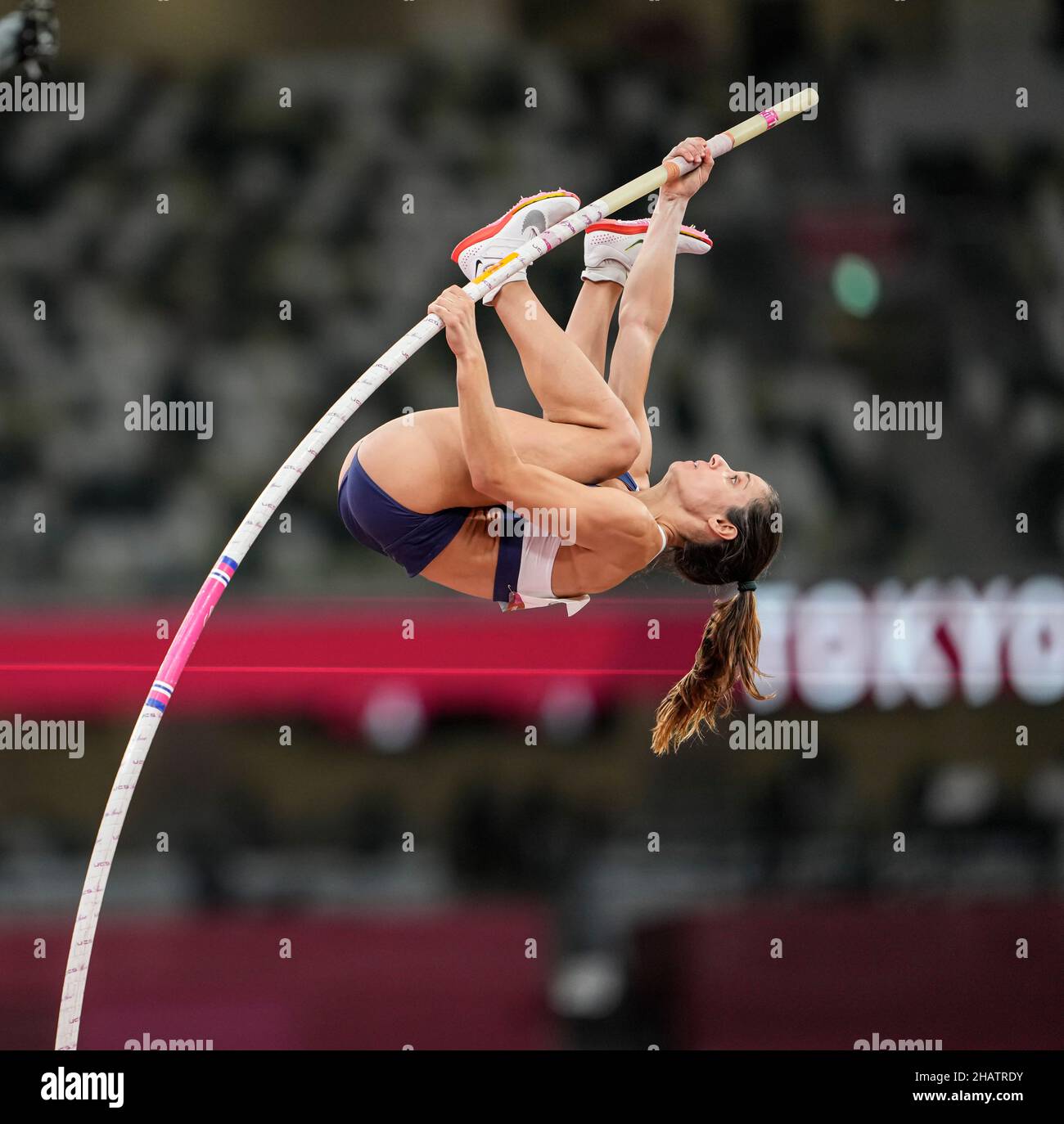 Katerina Stefanidi participating in the Tokyo 2020 Olympics in the pole vault discipline Stock