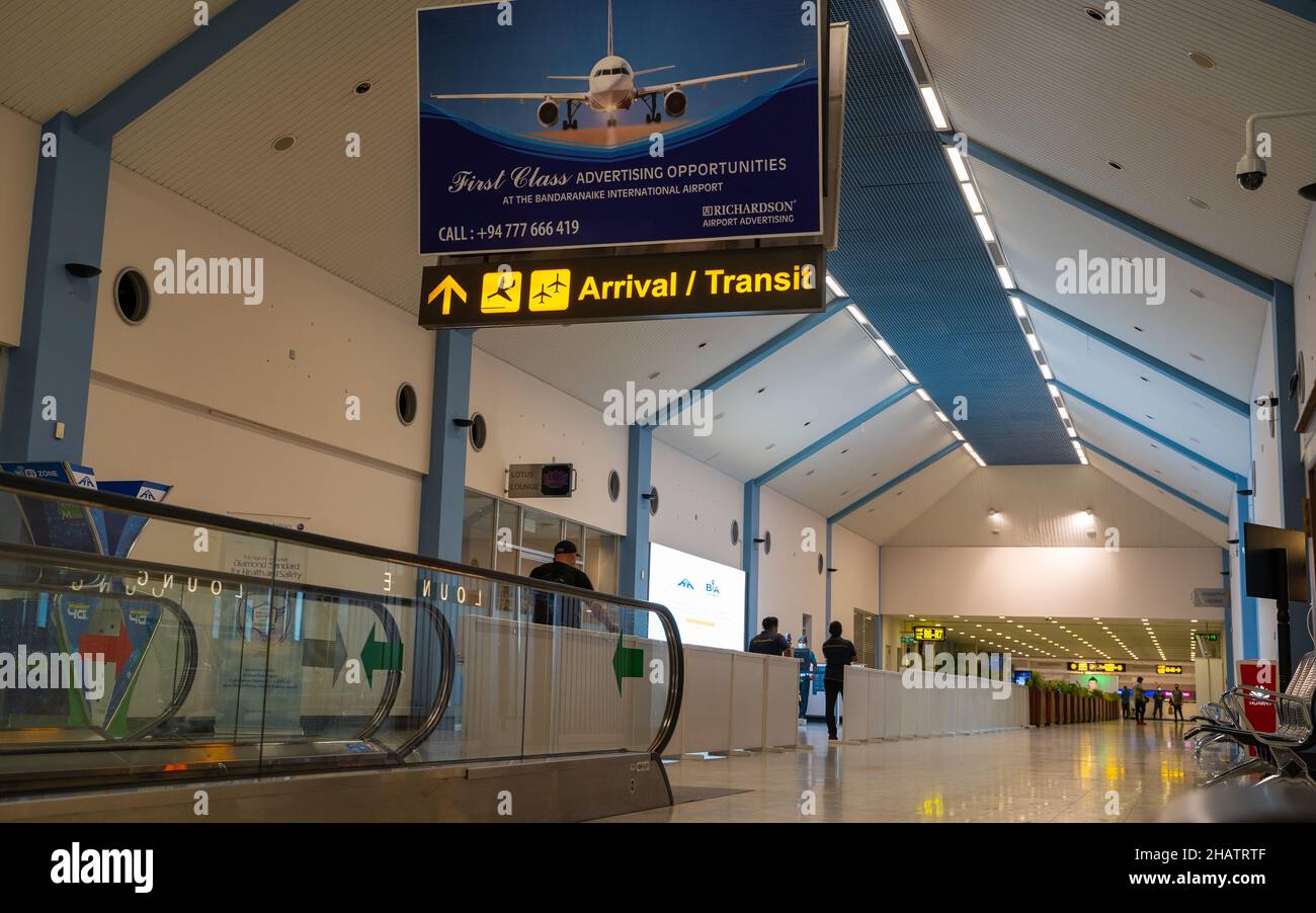 Colombo, Sri Lanka December 05, 2021 Airport terminal of Srilankan Airport. with few tourists