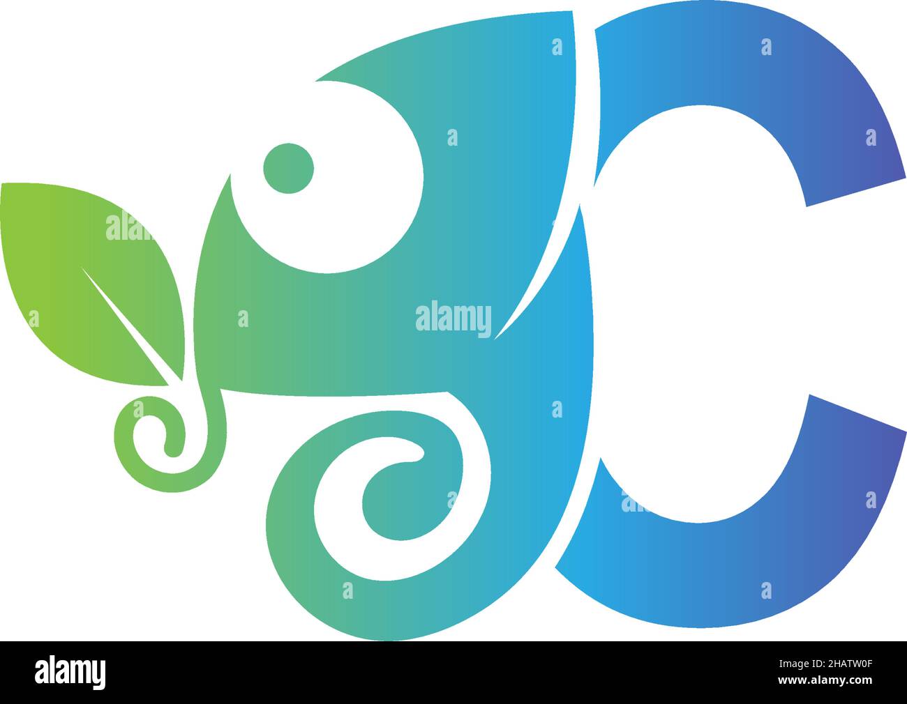 Letter C icon with chameleon logo  design template vector Stock Vector