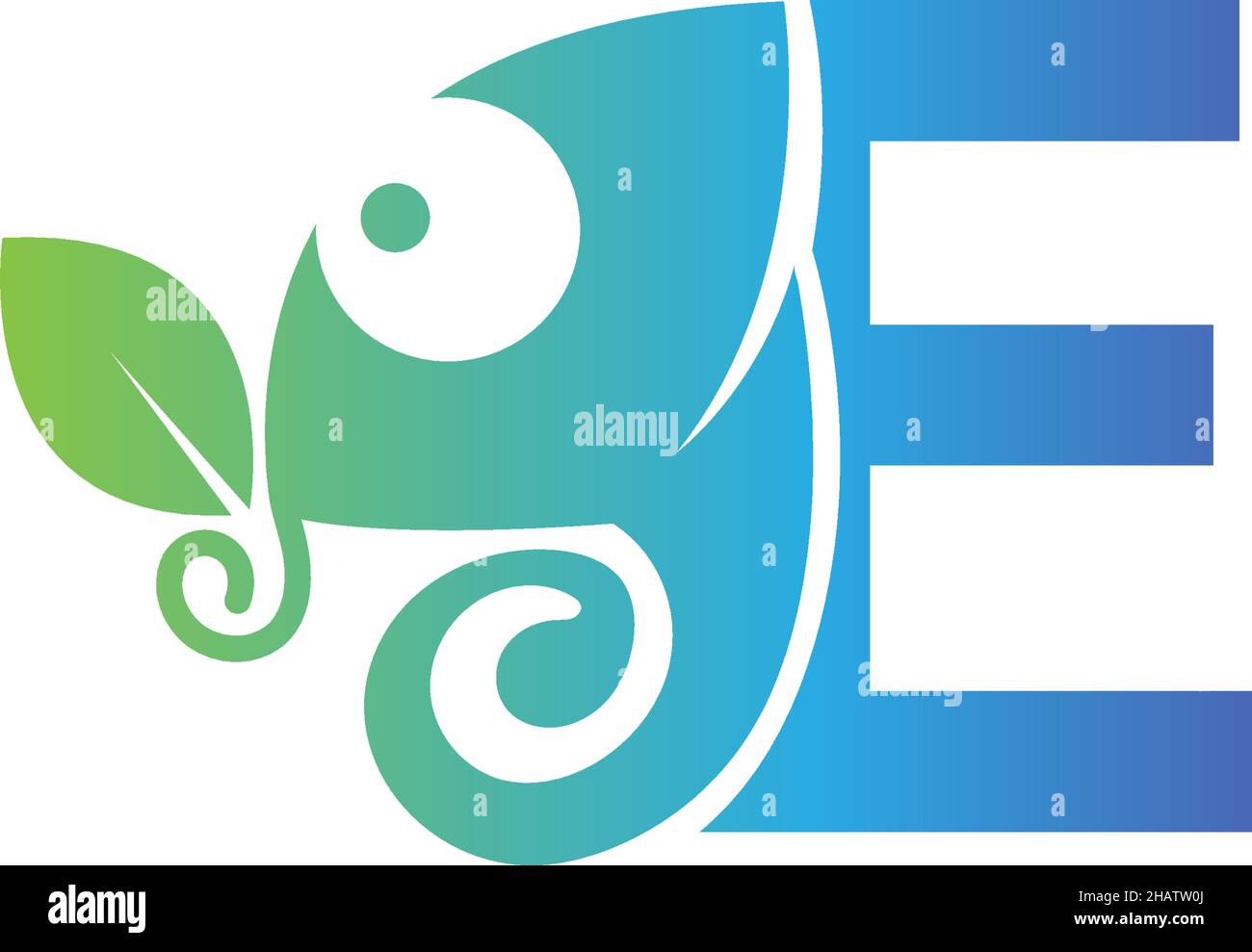 Letter E icon with chameleon logo  design template vector Stock Vector
