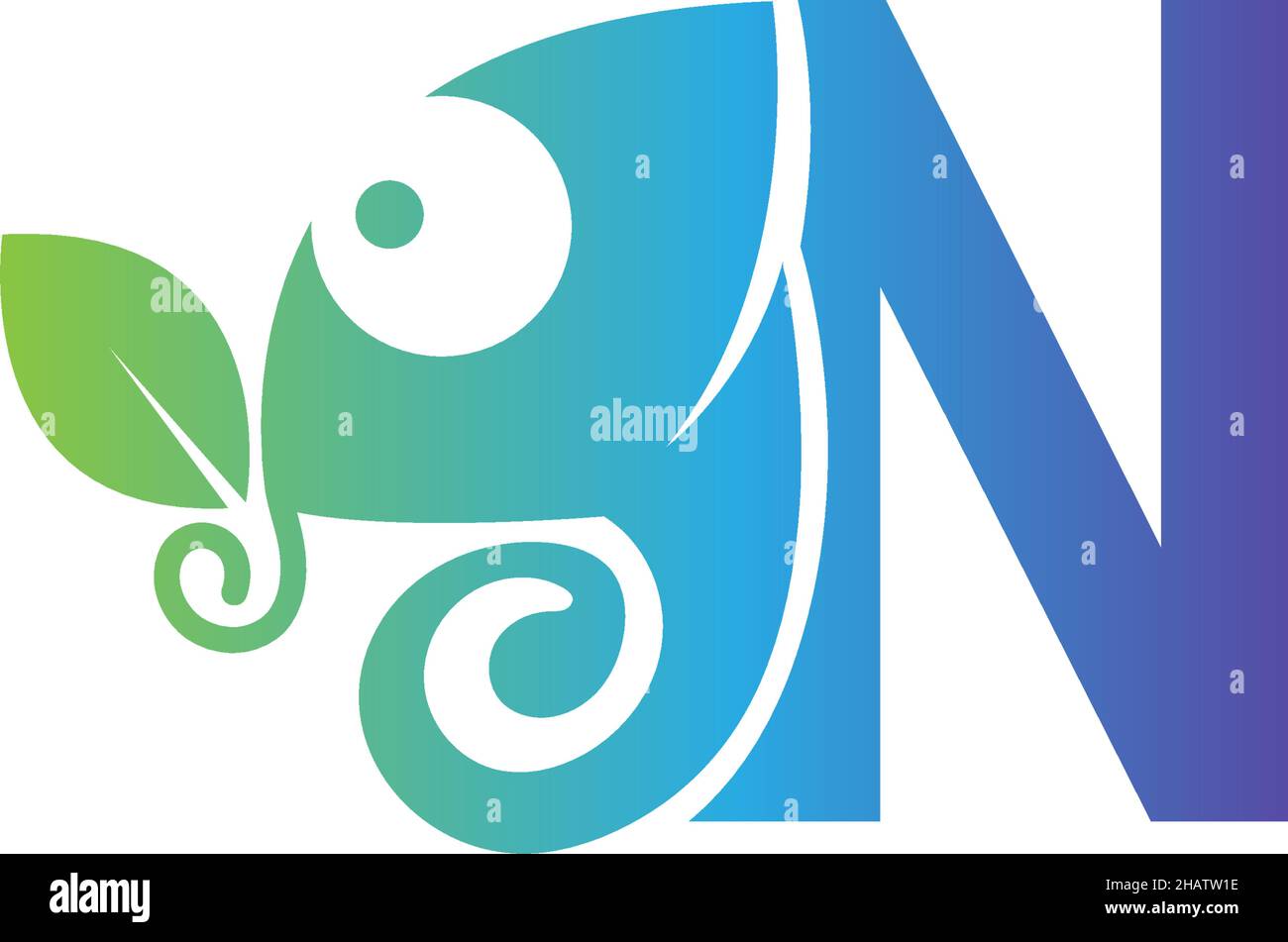 Letter N icon with chameleon logo  design template vector Stock Vector