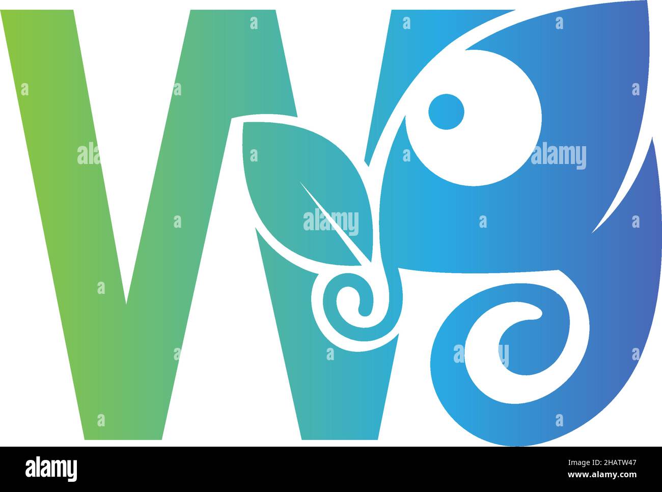 Letter W icon with chameleon logo  design template vector Stock Vector