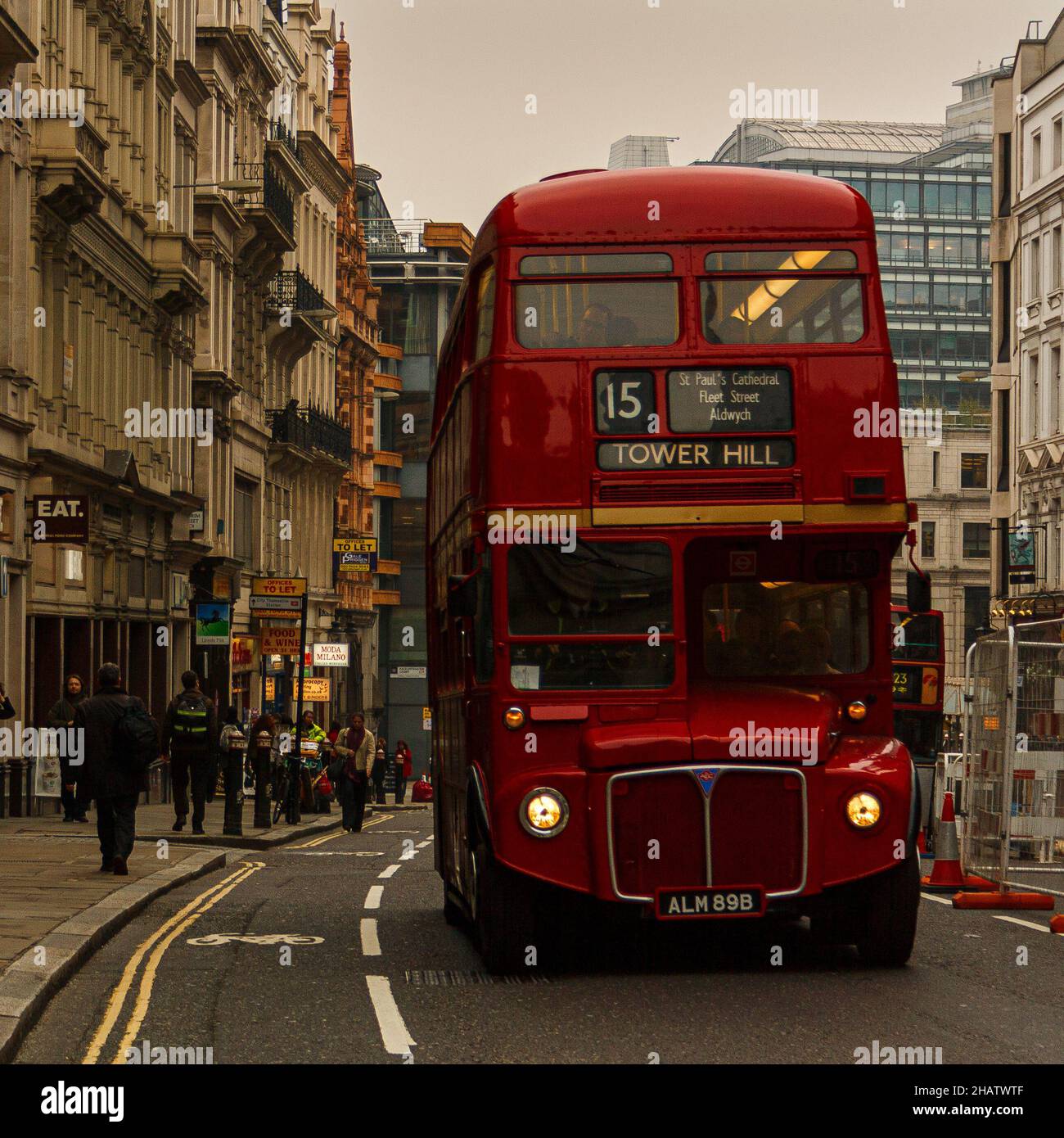 London, United Kingdom; March 16th 2011: Typical city bus on a London street. Stock Photo