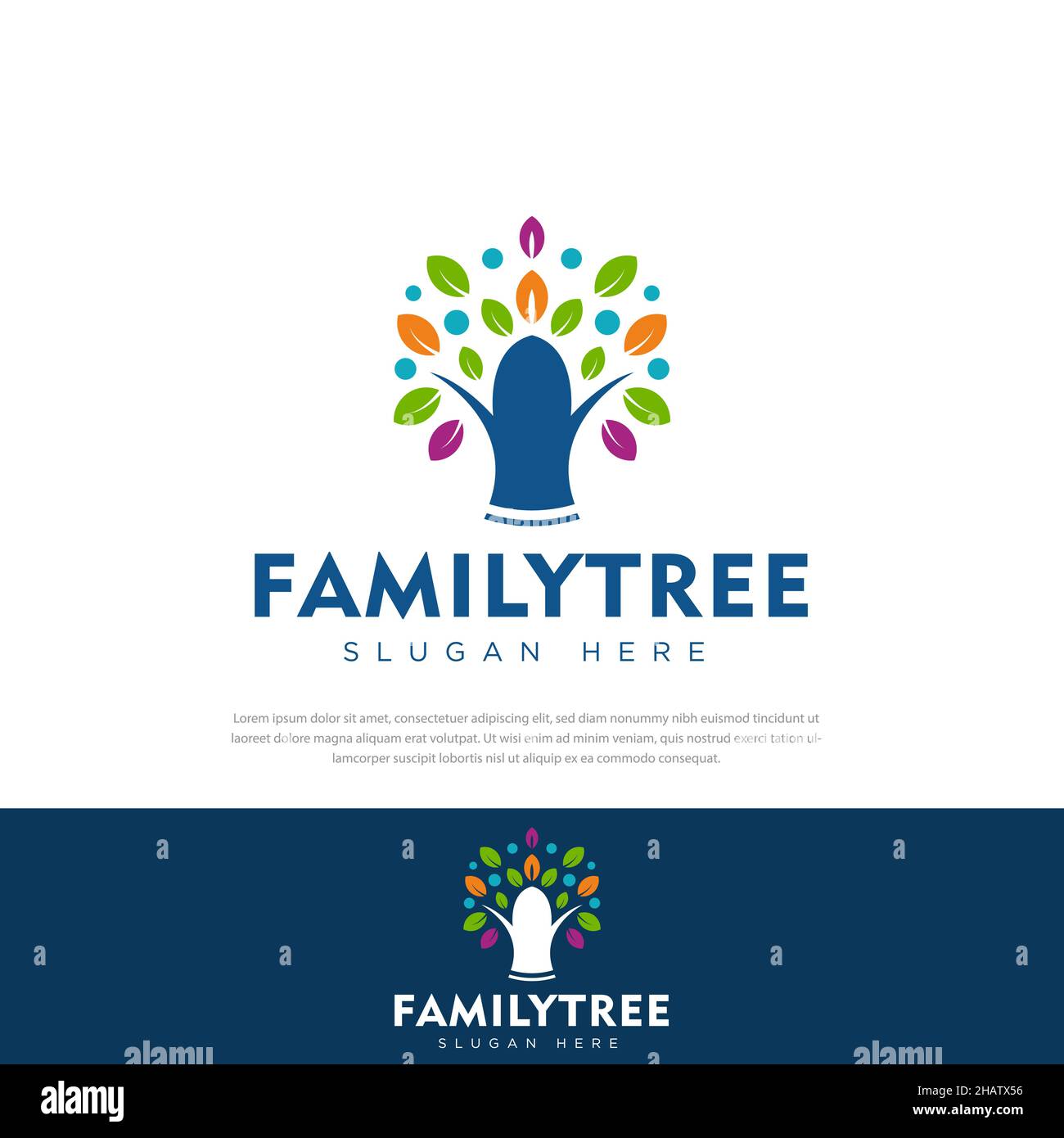 Colorful Family Tree Logo design template, symbol, icon, education vector Stock Vector