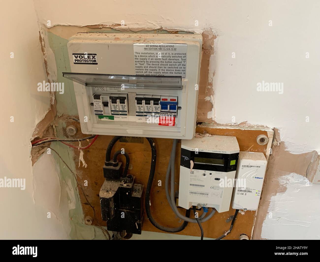 electric mains consumer unit UK Stock Photo Alamy
